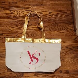 Victoria's Secret White and Gold Tote Bag